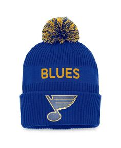 Мужская фирменная желтая королевская вязаная шапка St. Louis Blues NHL Draft Authentic Pro с манжетами и помпоном Fanatics