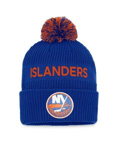 Мужская фирменная оранжевая вязаная шапка с манжетами и помпоном New York Islanders NHL Draft Authentic Pro 2022 Fanatics