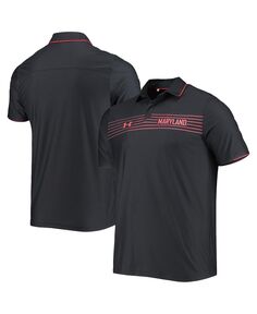 Мужская черная рубашка-поло с боковой полосой на груди Maryland Terrapins Under Armour