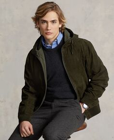 Мужская двусторонняя куртка с капюшоном из замши и тафты Polo Ralph Lauren