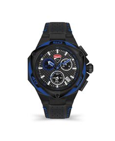 Мужские часы Motore Chronograph с черным ремешком из натуральной кожи, 45 мм Ducati Corse