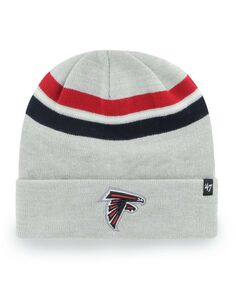 Мужская серая вязаная шапка Atlanta Falcons Monhegan с манжетами &apos;47 Brand