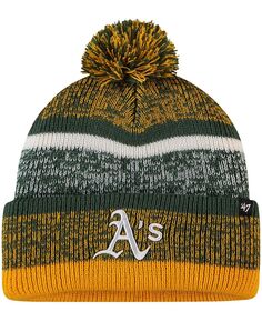 Мужская золотистая вязаная шапка Oakland Athletics Northward с манжетами и помпоном &apos;47 Brand
