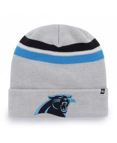 Мужская серая вязаная шапка с манжетами Carolina Panthers Monhegan &apos;47 Brand