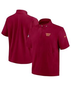 Мужская бордовая куртка Washington Commanders Sideline Coach с капюшоном и молнией четверти с короткими рукавами Nike