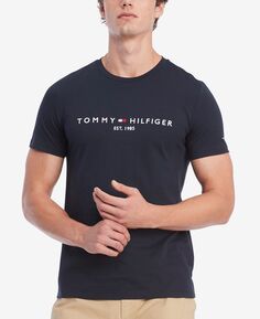 Мужская футболка с круглым вырезом с вышитым логотипом Tommy Hilfiger