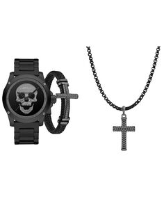 Мужские часы с матовым черным металлическим браслетом, 46 мм, подарочный набор Ed Hardy Ed Hardy