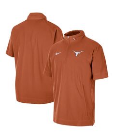 Мужская оранжевая куртка Texas Longhorns Coaches с короткими рукавами и молнией до половины Nike
