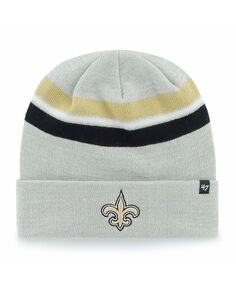Мужская серая вязаная шапка New Orleans Saints Monhegan с манжетами &apos;47 Brand