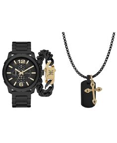 Подарочный набор мужских часов с матовым черным металлическим браслетом 50 мм Ed Hardy Ed Hardy