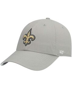 Мужская серая регулируемая шапка New Orleans Saints Clean Up &apos;47 Brand