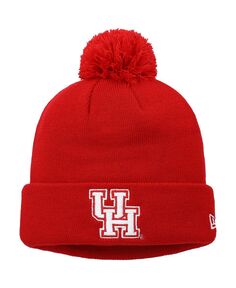 Мужская вязаная шапка Red Houston Cougars U of H с манжетами и помпоном New Era