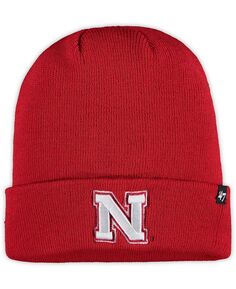 Мужская вязаная шапка Scarlet Nebraska Huskers с поднятыми манжетами &apos;47 Brand