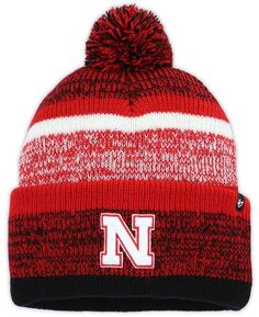 Мужская вязаная шапка Scarlet Nebraska Huskers Northward с манжетами и помпоном &apos;47 Brand
