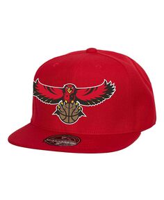 Мужская красная приталенная кепка Atlanta Hawks Hardwood Classics MVP Team Ground 2.0 Mitchell &amp; Ness