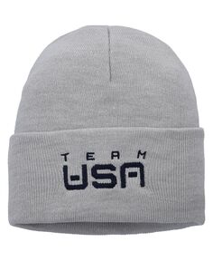 Мужская вязаная шапка с манжетами цвета Heather Grey Team USA Nike