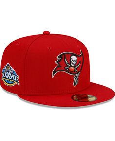Мужская красная приталенная кепка Tampa Bay Buccaneers Patch Up Super Bowl XXXVII 59FIFTY New Era