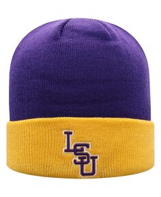 Мужская двухцветная вязаная шапка с манжетами LSU Tigers Core фиолетового и золотого цвета Top of the World