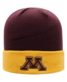 Мужская двухцветная вязаная шапка с манжетами Minnesota Golden Gophers Core бордово-золотого цвета Top of the World