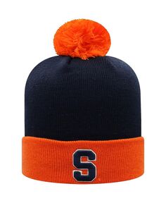 Мужская двухцветная вязаная шапка с манжетами и помпоном, темно-синяя и оранжевая Syracuse Orange Core Top of the World