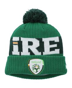 Мужская зеленая вязаная шапка с манжетами и бобами Essential для сборной Ирландии New Era