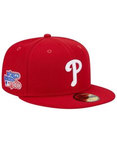 Мужская красная приталенная шляпа Philadelphia Phillies 1980 World Series Team цвета 59FIFTY New Era