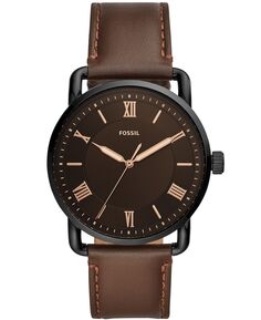 Мужские часы Copeland с коричневым кожаным ремешком, 42 мм Fossil