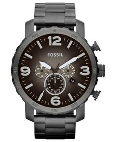 Мужские часы с хронографом Nate Smoke Tone из нержавеющей стали с браслетом 50 мм JR1437 Fossil