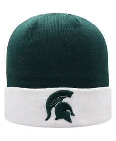 Мужская зелено-белая двухцветная вязаная шапка с манжетами Michigan State Spartans Core Top of the World