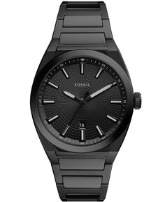 Мужские часы Everett, черные часы с браслетом из нержавеющей стали, 42 мм Fossil