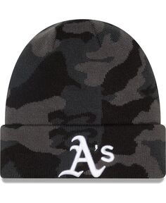 Мужская камуфляжная вязаная шапка Oakland Athletics с манжетами New Era