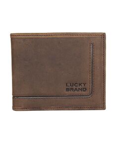 Мужской кожаный кошелек двойного сложения с рифленой поверхностью Lucky Brand