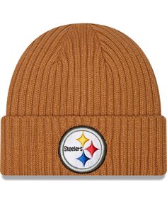 Мужская коричневая классическая вязаная шапка Pittsburgh Steelers Core с манжетами New Era