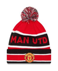Мужская красная вязаная шапка Manchester United с помпоном и манжетами New Era