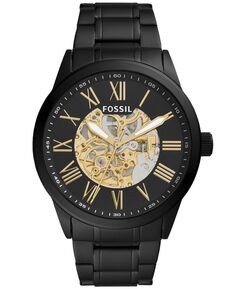 Мужские автоматические часы Flynn из нержавеющей стали, черные, 48 мм Fossil