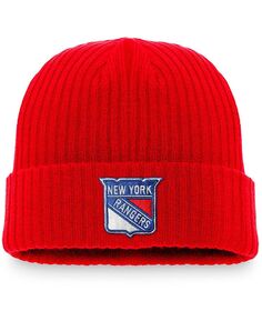 Мужская красная вязаная шапка с манжетами и манжетами с логотипом New York Rangers Core Primary Fanatics