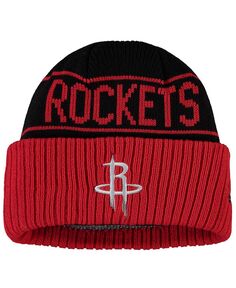 Мужская красная двусторонняя вязаная шапка с манжетами Houston Rockets New Era