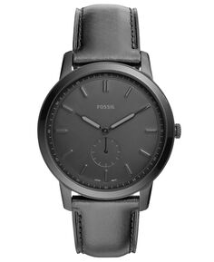 Мужские минималистичные часы с черным кожаным ремешком, 44 мм Fossil
