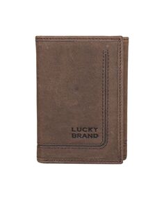 Мужской кожаный кошелек тройного сложения с рифленой отделкой Lucky Brand