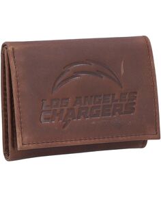 Мужской кожаный тройной кошелек Los Angeles Chargers Team Evergreen Enterprises