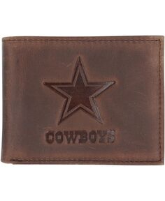 Мужской коричневый кожаный кошелек двойного сложения Dallas Cowboys Evergreen Enterprises