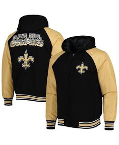 Мужская черная университетская куртка с капюшоном и молнией во всю длину New Orleans Saints Defender реглан G-III Sports by Carl Banks