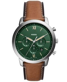 Мужские часы Neutra Chronograph с коричневым кожаным ремешком, 44 мм Fossil