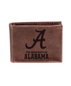 Мужской коричневый кожаный кошелек двойного сложения Alabama Crimson Tide Evergreen Enterprises