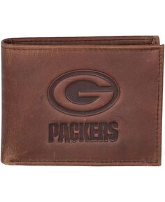 Мужской коричневый кожаный кошелек двойного сложения Green Bay Packers Evergreen Enterprises