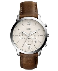 Мужские часы Neutra Chronograph с коричневым кожаным ремешком, 44 мм Fossil