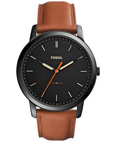 Мужские минималистичные часы с коричневым кожаным ремешком 44 мм FS5305 Fossil