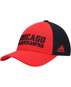 Мужская красная регулируемая кепка для раздевалки Chicago Blackhawks adidas