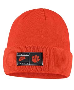 Мужская оранжевая вязаная шапка с манжетами Clemson Tigers Nike