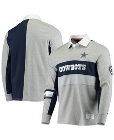 Мужская футболка-поло с длинными рукавами для регби серого цвета Dallas Cowboys Tommy Hilfiger